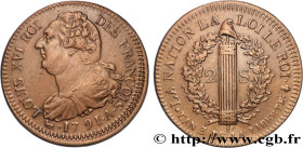 LOUIS XVI
Type : 2 sols dit "au faisceau", type FRANÇOIS 
Date : 1791 
Mint name / Town : Paris 
Metal : bell metal 
Diameter : 35,5  mm
Orientation d...