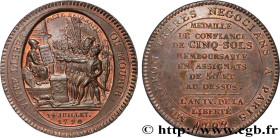 REVOLUTION COINAGE / CONFIANCE (MONNAIES DE…)
Type : Monneron de 5 sols au serment 
Date : 1792 
Metal : bronze 
Diameter : 39  mm
Orientation dies : ...