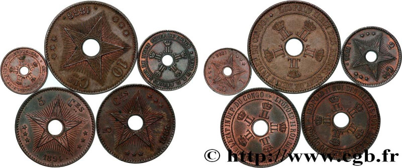 CONGO FREE STATE
Type : Lot de 5 pièces 
Date : 1888-1894 
Quantity minted : - 
...