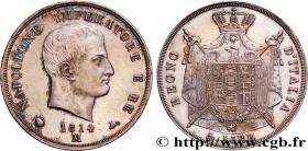 ITALY - KINGDOM OF ITALY - NAPOLEON I
Type : 5 Lire 
Date : 1814 
Mint name / Town : Milan 
Quantity minted : 102094 
Metal : silver 
Diameter : 37  m...
