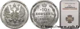 RUSSIA - NICHOLAS II
Type : 10 Kopecks 
Date : 1902 
Mint name / Town : Saint-Petersbourg 
Quantity minted : 17000009 
Metal : silver 
Millesimal fine...