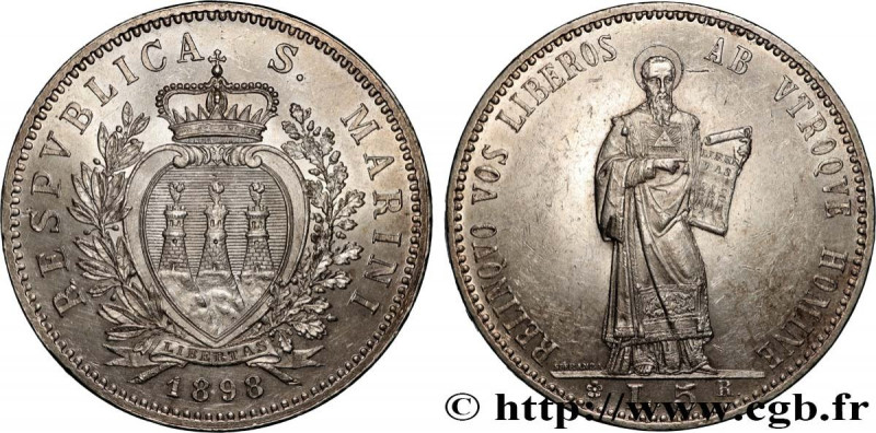 SAN MARINO
Type : 5 Lire 
Date : 1898 
Mint name / Town : Rome 
Quantity minted ...