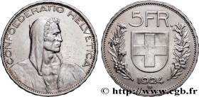 SWITZERLAND
Type : 5 Francs berger 
Date : 1924 
Mint name / Town : Berne 
Quantity minted : 182000 
Metal : silver 
Millesimal fineness : 900  ‰
Diam...