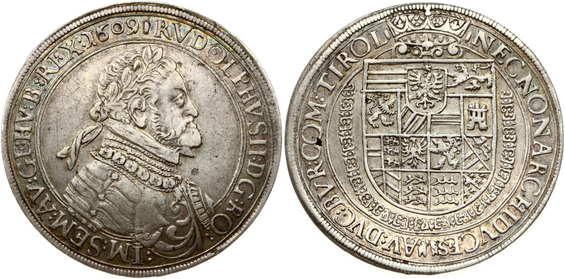 Holy Roman Empire, Tyrol. Rudolf II (1576-1612). Taler 1609 Hall. Silver 28.41 g...