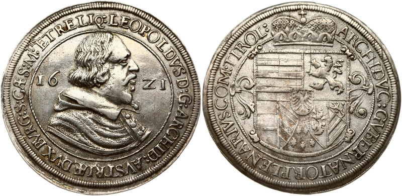 Holy Roman Empire, Tyrol. Leopold V (1619-1625). Taler 1621 Hall. Silver 28.65 g...