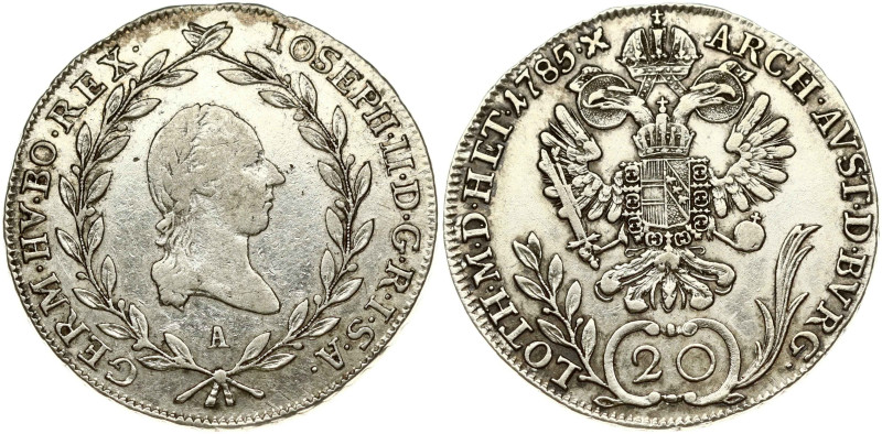 Holy Roman Empire. Joseph II (1780-1790). 20 Kreuzer 1785 A. Silver 6.59 g. KM-2...