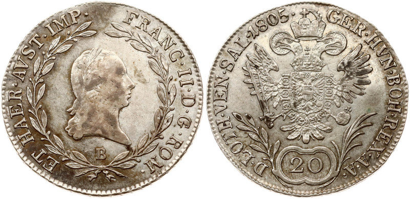 Austria. Franz I (1804-1835). 20 Kreuzer 1805 B. Silver 6.64 g. KM 2140.