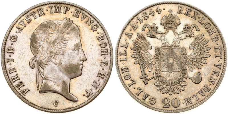 Austria. Ferdinand I (1835-1848). 20 Kreuzer 1844 C. Silver 6.62 g. KM 2208.