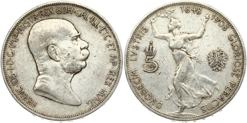 Austria. Franz Joseph I (1848-1916). 5 Corona 1908 60 years of Reign. Silver 23....