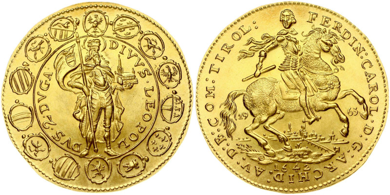 Austria. Restrike 1963 of 2 Ducat 1642 in 3 ducat weight. Gold .986, 10.46 g. KM...