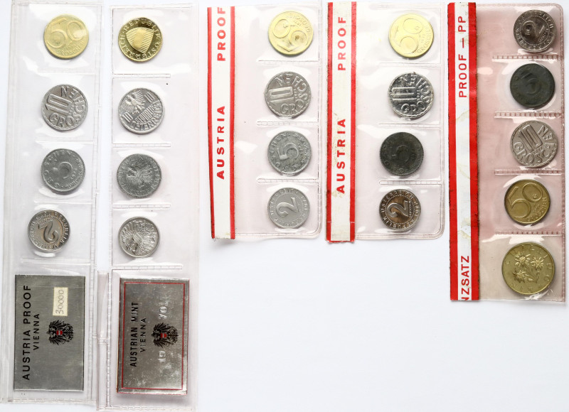 Austria 2 Groschen - 1 Schilling 1970-1977 Set. Aluminium-magnesium, Zinc, Alumi...