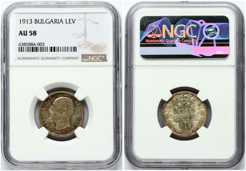 Bulgaria. Ferdinand I (1887-1918). 1 lev 1913. Silver. KM-31. NGC AU 58