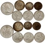 Canada 25 & 50 Cents 1959-1968 & South Africa 3 Pence 1951-1952 Lot of 7 coins