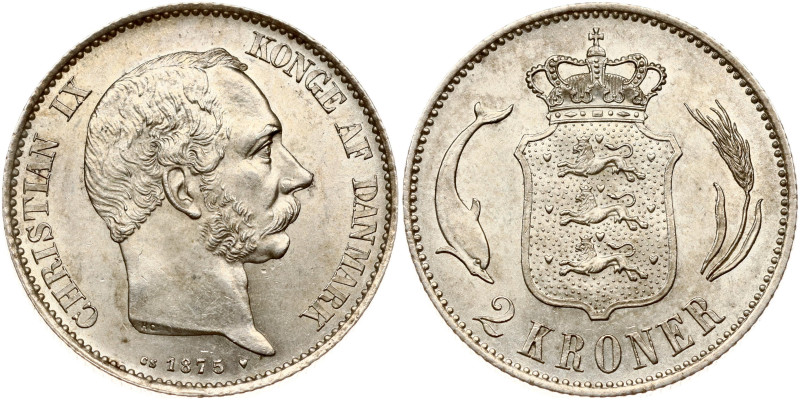 Denmark. Christian IX (1863-1906). 2 Kroner 1875 HC/CS. Silver 14.99 g. KM 798.1...
