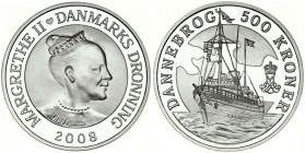 Denmark 500 Kroner 2008 Dannebrog Yacht