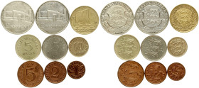 Estonia. 1-50 Senti & 5 Marka & 1-2 Krooni (1922-1939) Lot of 9 Coins