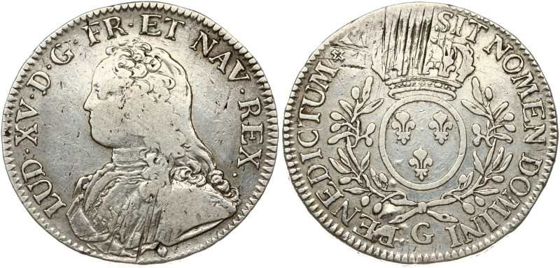 France. Louis XV (1715-1774). Ecu 17 ?? G, Poitiers. Silver 28.94 g. Dav. 1330; ...