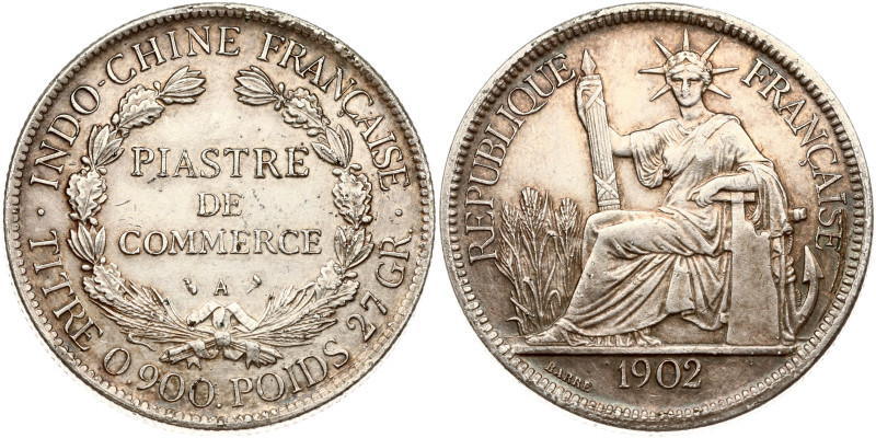 French Indochina. Piastre 1902 A. Silver 27.03 g. KM 5a.1.