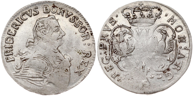 Germany, Prussia. Friedrich II (1740-1786). 6 Groscher 1753 E. Silver 2.66 g. KM...