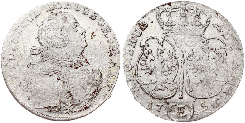 Germany, Prussia. Friedrich II (1740-1786). 6 Groscher 1756 E. Silver 3.02 g. KM...