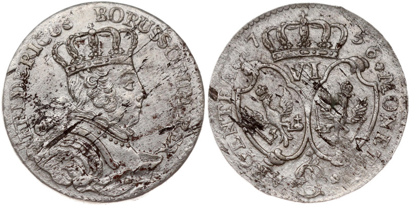 Germany, Prussia. Friedrich II (1740-1786). 6 Groscher 1756 C. Silver 2.86 g. KM...