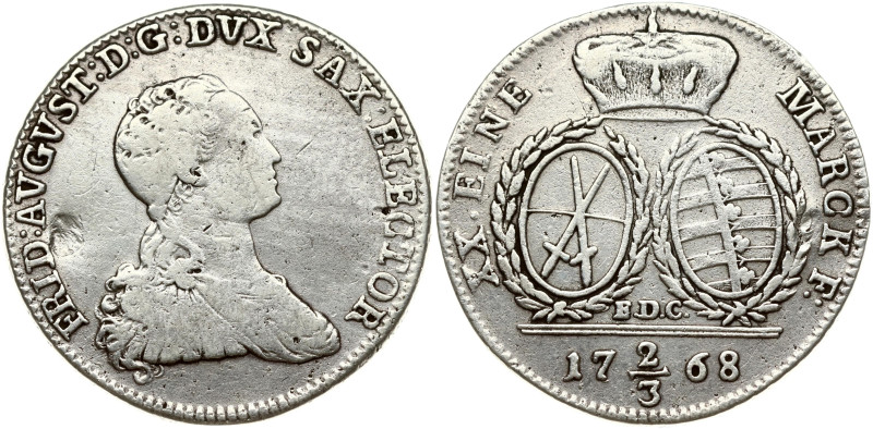 Germany, Saxony. Friedrich August III (1763-1827). 2/3 Taler 1768 EDC. Silver 13...