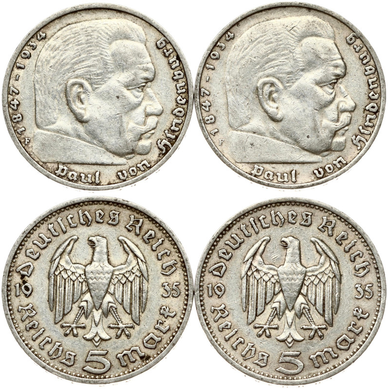 Germany, Third Reich. 5 Reichsmark 1935 F. Silver total weight 27.82 g. KM-86. L...