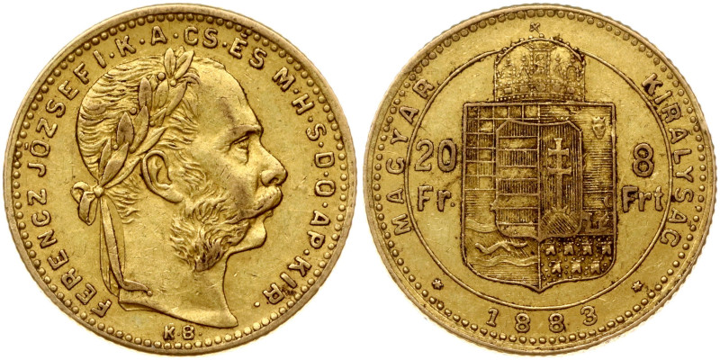 Hungary. Franz Joseph I (1848-1916). 20 Francs / 8 Forint 1883 KB. Gold 6.43 g. ...