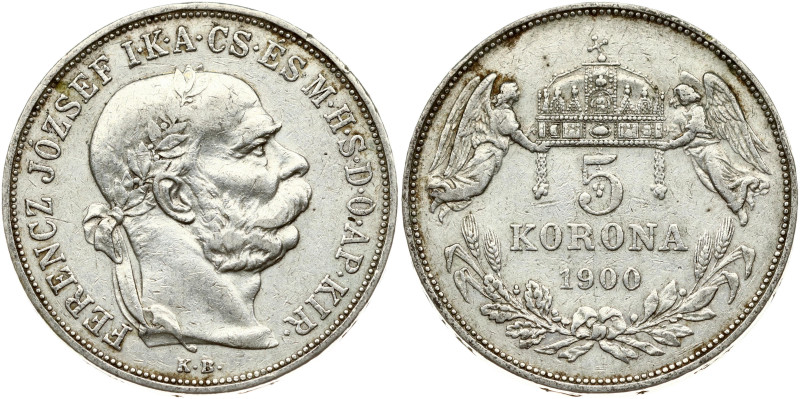 Hungary. Franz Joseph I (1848-1916). 5 Korona 1900 KB. Silver 23.82 g. KM-488.