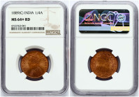British India 1/4 Anna 1889 NGC MS 64+ RD