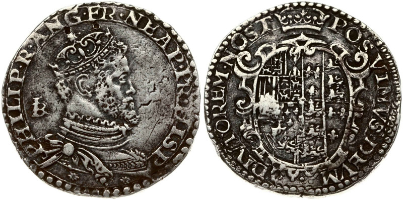 Italy, Naples. Philip II (1554-1598). ½ Ducato ND (1556-1571). Silver 14.54 g. C...