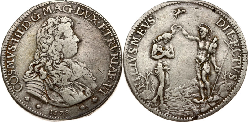 Italy, Tuscany. Cosimo III (1670-1723). Piastre 1678. Silver 30.64 g. Dav.  4209...