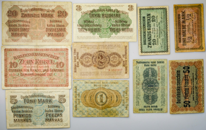 Germany, Poland, Lithuania, 20 Kopecks - 10 Roubles 1916, Posen & 1/2 - 20 Mark ...