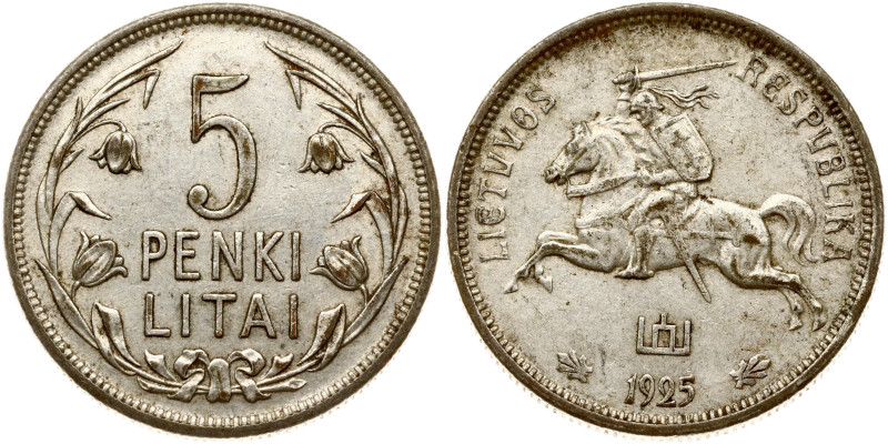 Lithuania. 5 Litai 1925. Silver 13.40 g. KM 78.