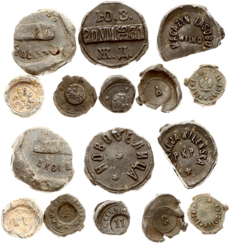 Lithuania, Poland. Lead Seals ND (1940). Lead, 13-23 mm, total weight, 75.10 g. ...