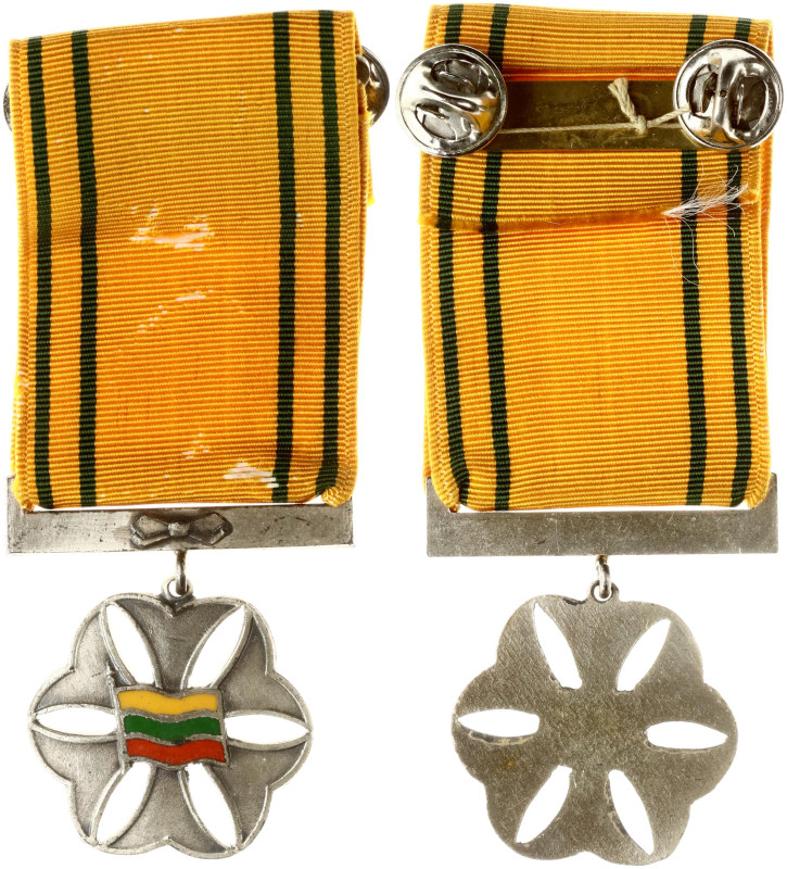 Lithuanian Flag Scout Order (1960-1980) in America ? Silver, enamel 28x30 mm, we...
