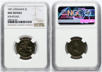 Lithuania 5 Litai 1991 NGC UNC DETAILS