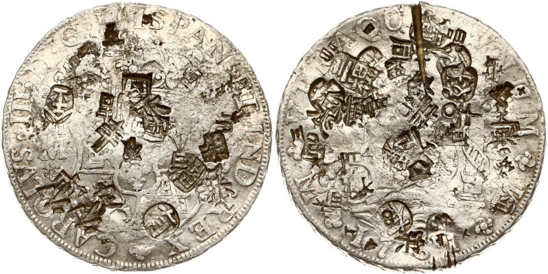 Mexico. Carlos III (1759-1788). 8 Reales 1761 MM, with countermarks. Silver 26.8...
