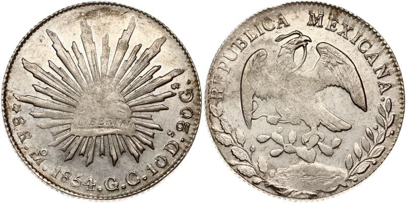 Mexico. 8 Reales 1854 Mo GC. Silver 26.87 g. KM 377.10.