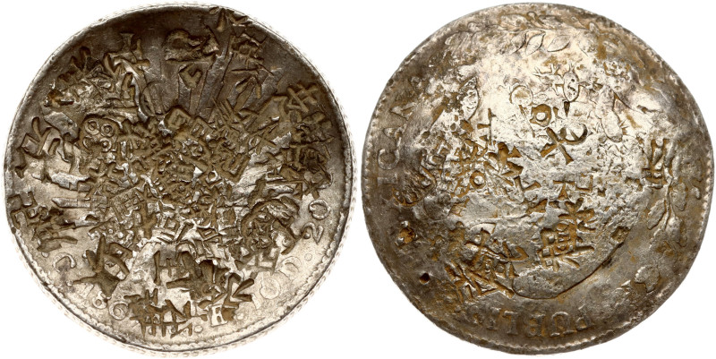 Mexico. 8 Reales 1867 Pi CA, with countermarks. Silver 27.08 g. KM 377.12.