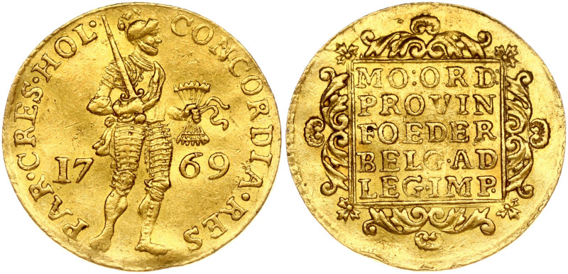 Netherlands, Holland. Ducat 1769. Gold 3.45 g. KM 12.3. Small bent.