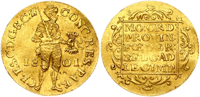 Netherlands, Batavian Republic, Gelderland. Ducat 1801. Gold 3.46 g. KM 11.1. Sm...