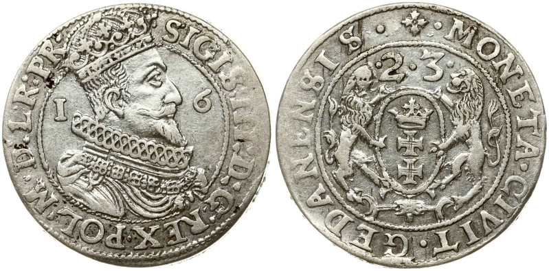 Poland, Gdansk. Zygmunt III Waza (1587-1632). Ort 1623. Silver 6.95 g. Kop. 7504...