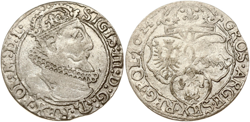 Poland. Zygmunt III Waza (1587–1632). Szostak 1624, Krakow. (Av: SIGIS:III:D:G:-...