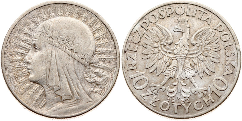 Poland. 10 Zlotych 1932, London. Silver 21.91 g. Y 22.