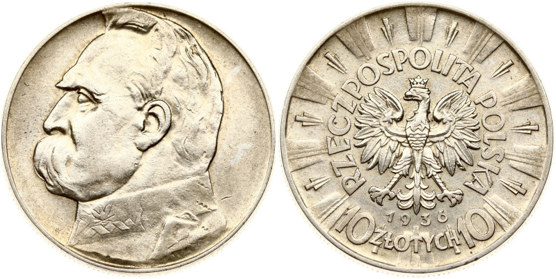 Poland. 10 Zlotych 1936, Pilsudski. Silver 21.79 g. Y 29.