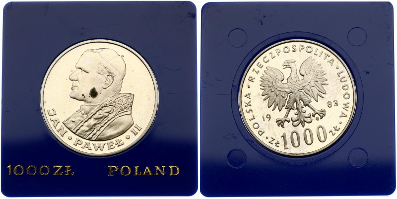 Poland. 1000 Zlotych 1983 Jan Pawel II. Silver .625 14.5 g. Parchim. 337; Y-144....