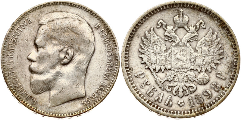 Russia. Nicholas II (1894-1917). Rouble 1898 АГ, St. Petersburg. Silver 19.81 g....