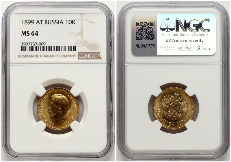 Russia. Nicholas II (1894-1917). 10 Roubles 1899 АГ, St. Petersburg. Gold. Bitki...