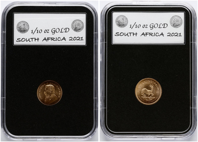 South Africa. ⅒ Ounce Krugerrand 2021. Gold. KM 105. In slab.